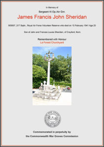 Commonwealth War Graves Commission : James Francis John SHERIDAN